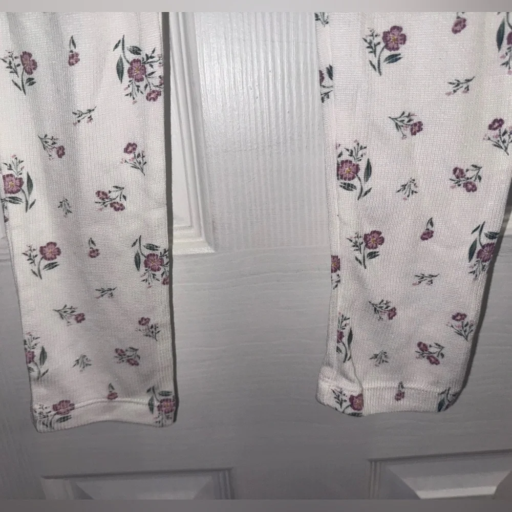 Angel Dear Girls Floral Ribbed Leggings Size 8 Modal NWT